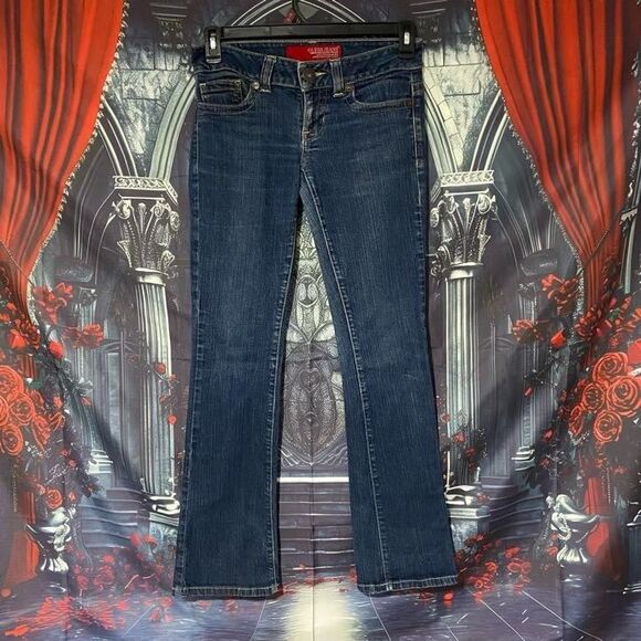 Guess Daredevil Bootcut Jeans Women's 27 Blue Denim Retro Grunge Preppy Stretch - Picture 1 of 7